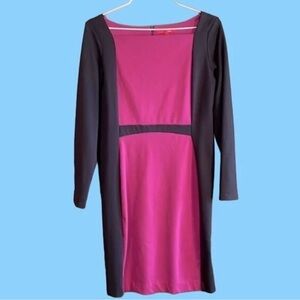 Narciso Rodriguez Mulberry & Black Designer block print dress Size L color block